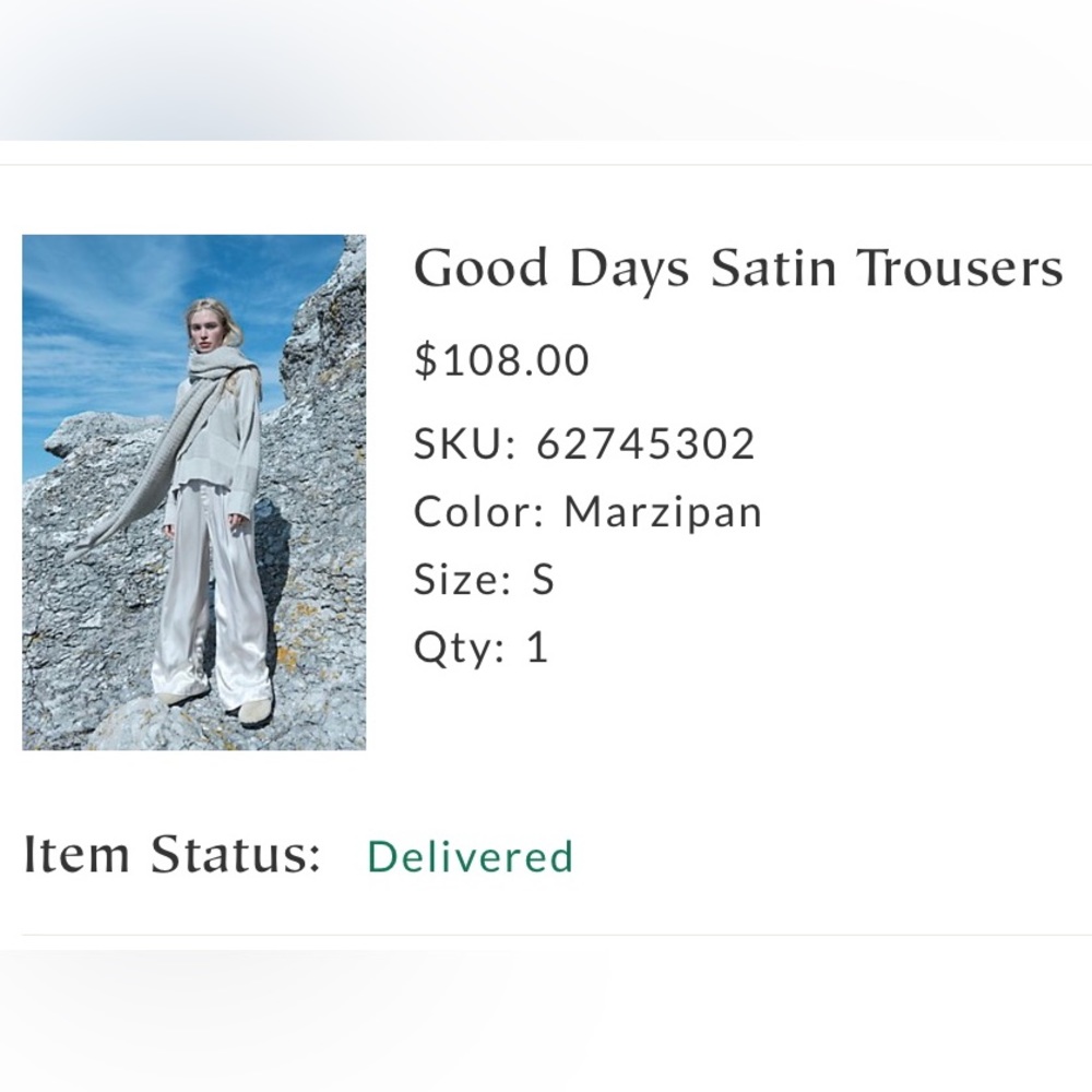 Free People Good Days Satin Trouser size small, color: Marzipan